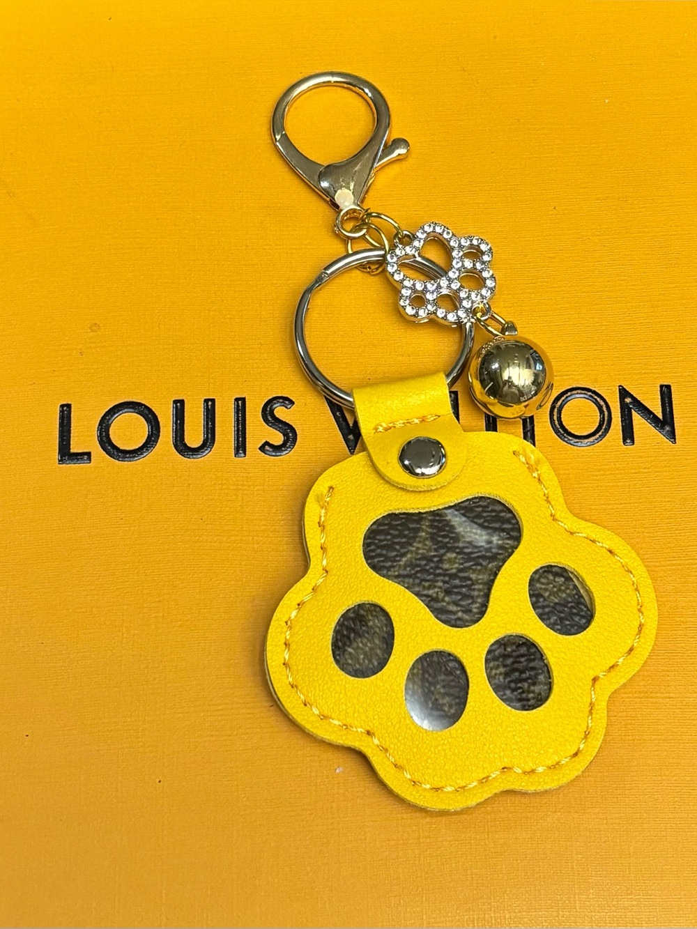 Louis Vuitton Dog Paw Print Bag Charm, Keychain, paw rhinestone, 5 inches